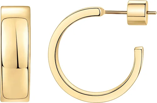PAVOI Aretes de aro abiertos chapados en oro de 14 quilates con borde cuadrado fino para mujer Aros abiertos ligeros y modernos