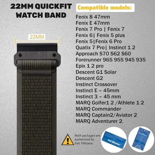 Miniatura 2 de Correas de reloj compatibles con Garmin Fenix 7 Pro 6 Pro 5 plus Instinct 1 2 Forerunner 965 955 945 36.820 in Velcro/Alpine Loop Correa de reloj