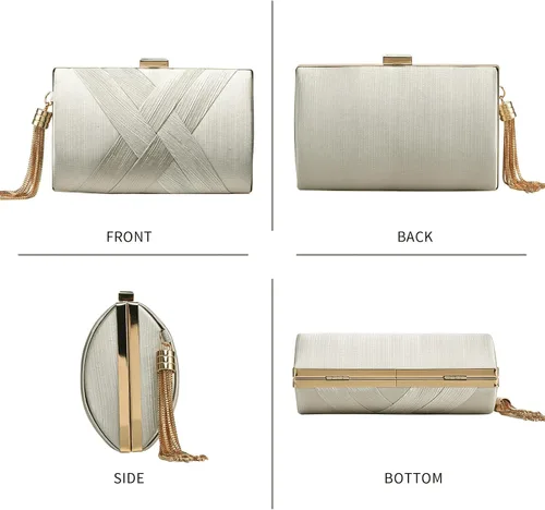 Miniatura 5 de YAPAIOU Bolso de mano para mujer, bolso de mano de noche con borla, bolso cruzado y bolso de hombro para fiesta de noche de boda