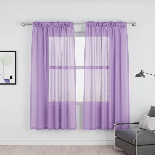 Miniatura 26 de UPOPO Paneles de Cortina Beige Pequeños Cortinas Transparentes de Gasa de 16 Pulgadas de Largo Cortinas de Cocina de Voile con Textura de Lino