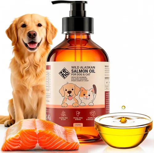 ZENO Aceite de salmón salvaje de Alaska para perros y gatos, aceite de pescado puro para perros con Omega 3, suplementos de EPA y DHA para piel y