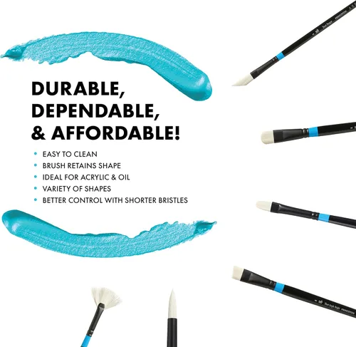 Miniatura 4 de Princeton Artist Brush Co. Aspen Series 6500 – Mango largo corto ángulo brillante tamaño 12 – Pincel de pintura acrílica y al óleo sintético