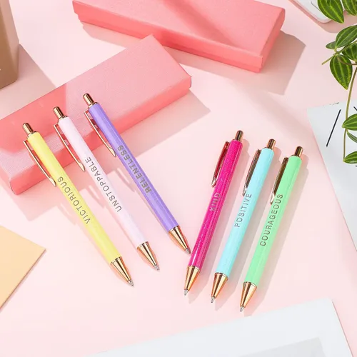 Miniatura 4 de Outus Juego de 6 bolígrafos de Navidad elegantes, regalos inspiradores para mujeres, bolígrafos motivacionales de oficina, regalos de metal bonito