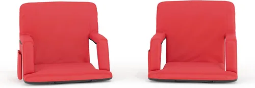 Miniatura 19 de Flash Furniture Malta - Asiento de estadio portátil extra ancho para gradas o bancos, silla de estadio acolchada con correas para mochila y Rojo
