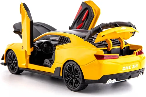Miniatura 3 de BDTCTK 1/24 Camaro Bumblebee Modelo de Coche de Juguete, Aleación de Zinc Fundido a Presión, Coche de Juguete con Sonido y Luz para Niños, Niños