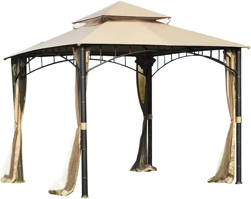 Miniatura 4 de ONTHEWAY Mosquitera de repuesto universal, paredes de malla gruesa de 10 x 10 pies para toldo de cenador (beige, 10 x 10 pies)