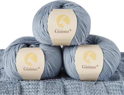 Miniatura 40 de 100% lana merino para tejer y ganchillo, hilo lujoso y suave de 6 cabos para tejer y crochet a mano, 1.76 oz/50 g, 127 yardas/116 metros