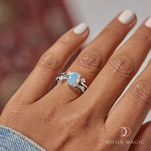 Miniatura 2 de Moon Magic - Opal, Amethyst, Obsidian, Moonstone Rings - FlowReal 925 Sterling Silver - 18k Rose Gold Raw Crystal Rings for WomenGenuine Jewelry