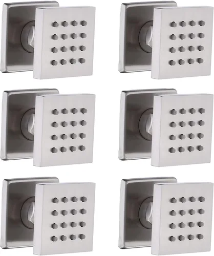 Miniatura 11 de HOMEDEC Cabezal de ducha redondo de latón de 2 pulgadas, para masaje, spa, soporte de pared, 4 piezas, negro mate