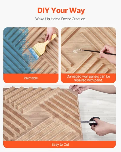Miniatura 3 de VEVOR Paneles de pared 3D, paquete de 12 unidades de 19.7 x 19.7 pulgadas de PVC, azulejos de sal minimalistas de arte moderno, panel de acento