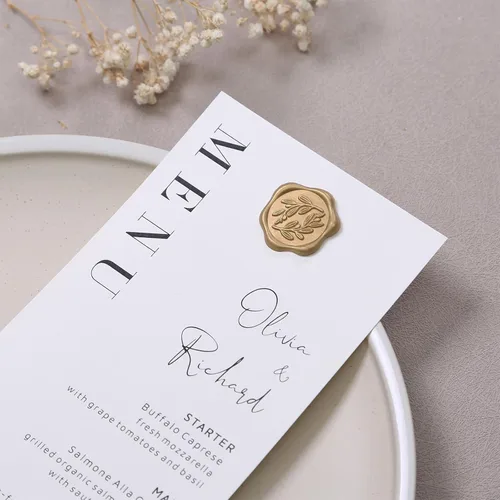 Miniatura 3 de UNIQOOO Calcomanías de sello de cera, calcomanías de sello de invitación de boda de rama de olivo, 100 calcomanías autoadhesivas Prosecco Metallic