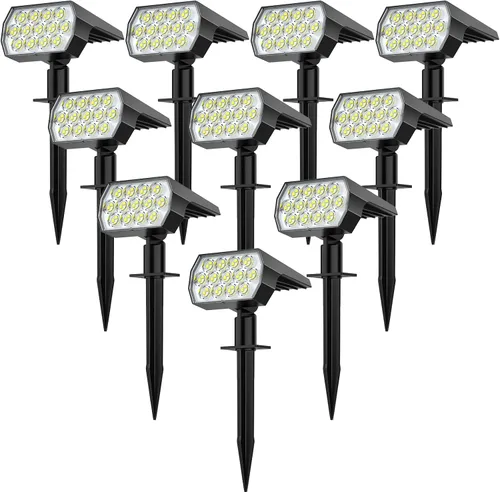 Miniatura 7 de WELALO Focos solares para exteriores, [2 unidades/65 LED/3 modos] focos solares de paisaje, luces de seguridad alimentadas por energía solar, luces