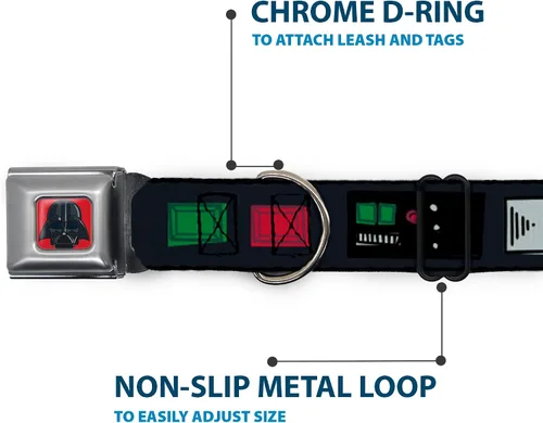 Miniatura 5 de Buckle-Down Collar de perro hebilla de cinturón de seguridad Star Wars Darth Vader Cinturón utilitario Bounding3 Negro Grises Rojos 11 a 17 pulgadas