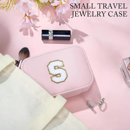 Miniatura 6 de Parima Joyero mediano para niñas, joyero con inicial de viaje para niñas, caja organizadora de joyas mediana Joyero de viaje organizador de joyas