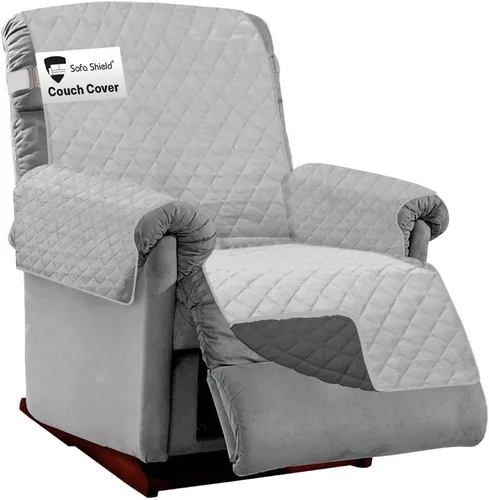 Sofa Shield - Funda para sillón reclinable con correa patentada, protector de cojines, funda reversible diseñada en EE. UU. resistente a manchas y