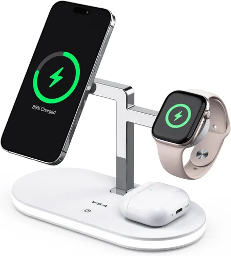 Miniatura 10 de VBA Estación de carga inalámbrica 4 en 1 para cargador Apple MagSafe, soporte de cargador inalámbrico magnético de carga rápida con luz nocturna