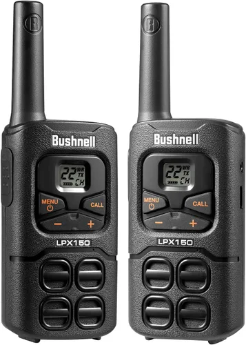 Bushnell LPX150 Walkie Talkie Radio – Calidad fiable, diseño resistente, 0.5 W de potencia para 20 millas de alcance, radios bidireccionales