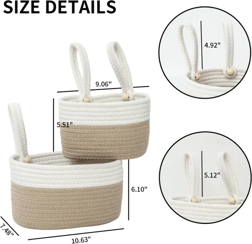 Miniatura 3 de YAHUAN Cesta colgante de algodón para organizar la cesta colgante de pared con asa para decoración de pared, dormitorio, asiento de automóvil