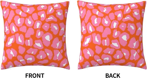 Miniatura 3 de Almohada de terciopelo con estampado de puntos de leopardo rosa y naranja, juego para el hogar, cómoda decoración de cama cuadrada, sofá al aire