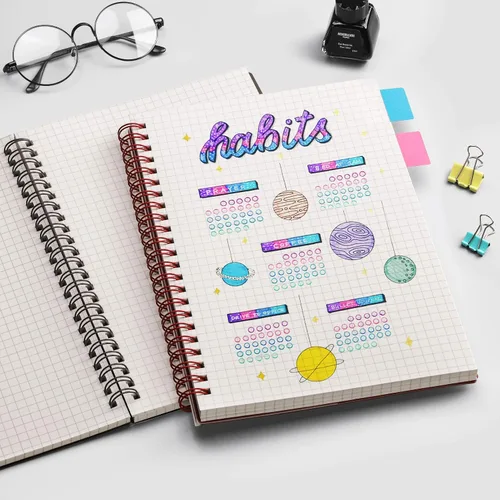 Miniatura 7 de EMSHOI Cuaderno de espiral de papel cuadriculado de 7.48 x 10.15 pulgadas, paquete de 2 cuadernos de 320 páginas B5 con notas adhesivas, papel