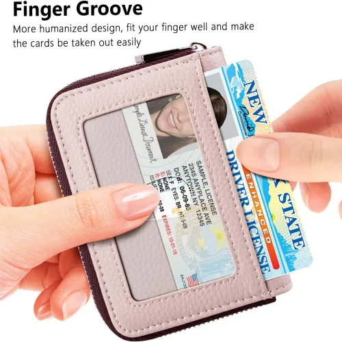 Miniatura 2 de FurArt Cartera con Cremallera para Mujeres, Cartera con Bloqueo RFID para Tarjetas de Crédito, Portador de Tarjetas de Presentación, Cartera Llavero