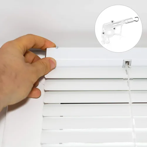 Miniatura 5 de Varita inclinadora universal de perfil bajo, 4 piezas para persianas horizontales de 2 pulgadas, mecanismo de inclinación, conexión de gancho