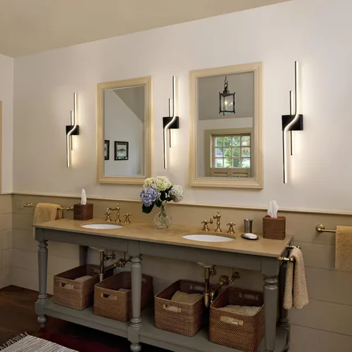 Miniatura 2 de Apliques de pared LED modernos, iluminación de pared interior negra para sala de estar, accesorios de tocador de baño de 30 pulgadas, lámpara