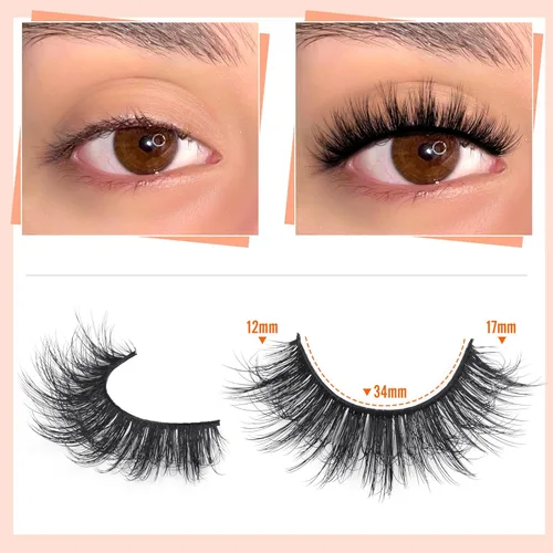 Miniatura 6 de ALICROWN - Pestañas postizas peludas, pestañas postizas naturales, pestañas postizas de visón completo, pestañas rizadas C, paquete de 12 pares