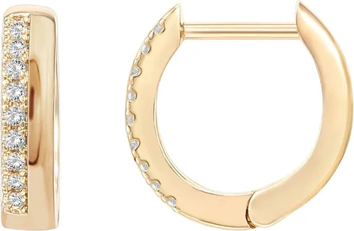 PAVOI Aretes de plata de ley chapados en oro de 14 quilates con circonita cúbica Pequeños aretes de aro redondos para mujer en chapado en oro