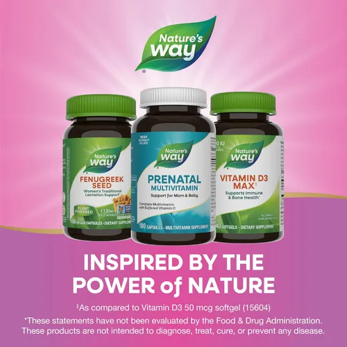 Miniatura 7 de Nature's Way Multivitamínico prenatal, con folato para un cerebro saludable y desarrollo espinal*, vitamina C tamponada, vitaminas B, 180 cápsulas