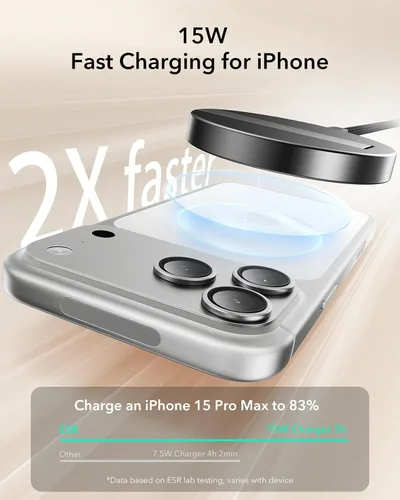 Miniatura 4 de ESR HaloLock - Cargador Magsafe con soporte, carga de iPhone de 15 W, cargador inalámbrico para iPhone serie 17-12, AirPods Pro, Galaxy S26/S25