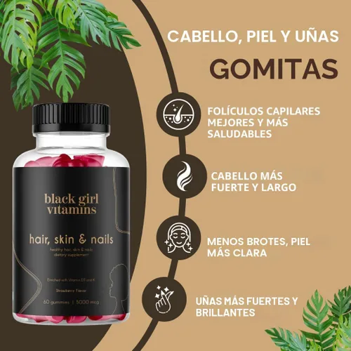 Miniatura 5 de Black Girl Vitamins Look Good Feel Good Bundle – Cabello, Piel y Uñas, Vitamina D3 2000UI y Multivitamínico de Una Vez al Día - Juego de Suplementos