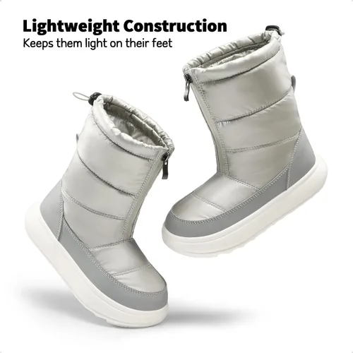 Miniatura 5 de DREAM PAIRS Botas plegables de nieve para niñas, ligeras, a media pantorrilla, zapatos de invierno para niños pequeños y grandes
