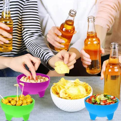 Miniatura 6 de meekoo Cuencos de salsa mexicanos multicolor de 4.5 pulgadas de diámetro, vajilla mexicana de plástico para tacos, dulces, chips, aperitivos