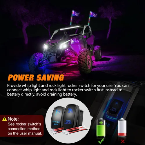 Miniatura 9 de Nilight Juego de 2 luces LED RGB de 3 pies y 4 luces de rock, control remoto y aplicación con patrones de persecución de bricolaje, antena