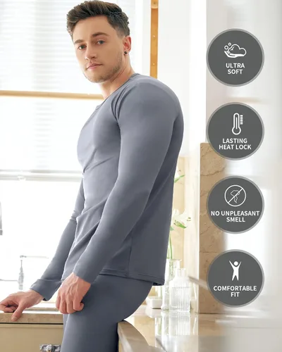 Miniatura 2 de WEERTI Ropa interior térmica para hombre, capa base de tela polar con forro polar