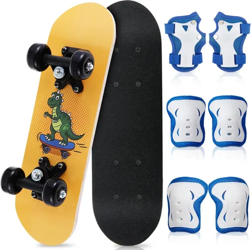 Miniatura 8 de Honoson Juego de 7 piezas de rodilleras, coderas y muñequeras para patinetas para principiantes y niños pequeños