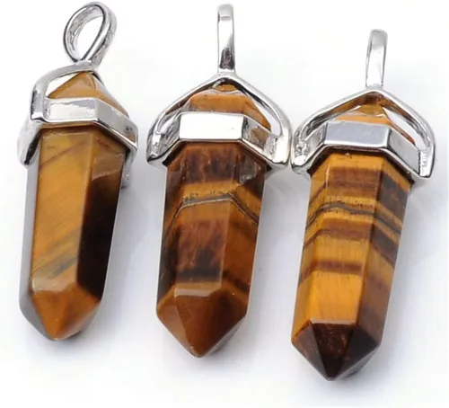 Miniatura 5 de 1 collar con colgante de bala de piedra preciosa natural, piedra de cristal curativo, cuarzo, reiki, chakras, roca energética, 18 pulgadas