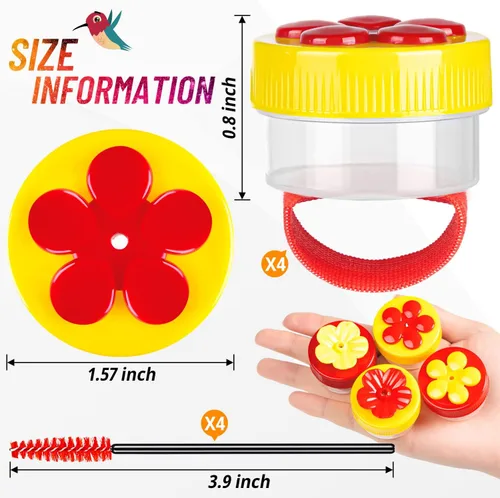 Miniatura 2 de Comederos de Anillo para Colibríes de Mano, 4 Piezas Mini Comedero de Mano para Colibríes con 4 Piezas Cepillo de Limpieza, Comederos de Pájaros