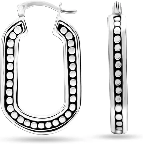 Miniatura 4 de LeCalla Juego de 2 pares de aretes de aro antiguos de plata esterlina para mujer., Plata de ley