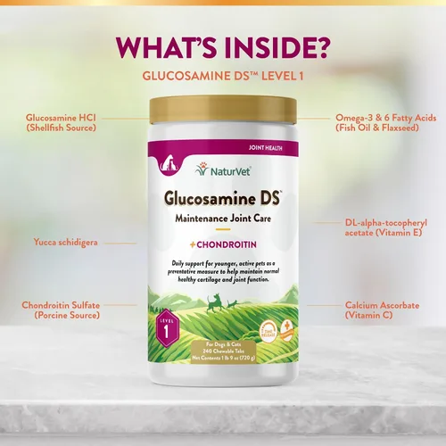 Miniatura 5 de NaturVet Glucosamina DS - Cuidado de mantenimiento de nivel 1 Cuidado preventivo para mantener el cartílago saludable y la función articular