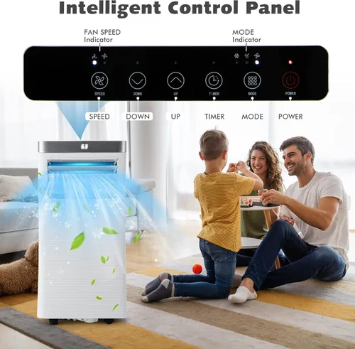 Miniatura 3 de LDAILY Aire acondicionado portátil de 10000BTU con control remoto, enfriador de aire 3 en 1 con 3 modos y 2 velocidades de viento, función