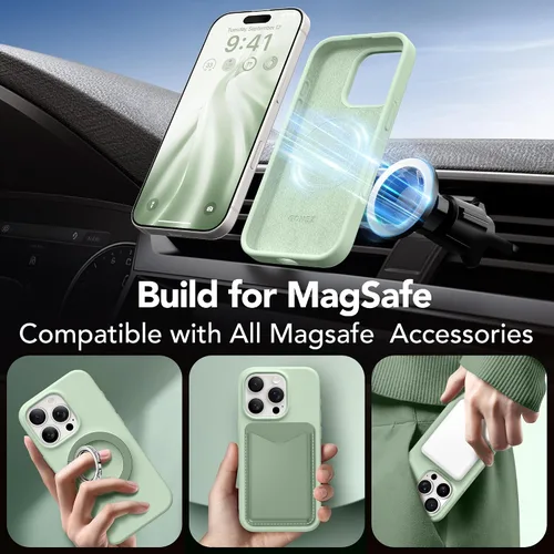 Miniatura 13 de GONEZ Funda de silicona para iPhone 15 Pro Max, compatible con Magsafe, protector de cámara + protector de pantalla, forro de microfibra suave