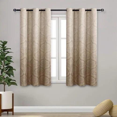 Miniatura 25 de DWCN - Cortinas blackout para dormitorio, diseño de damasco con aislamiento térmico y ojales, para sala de estar, juego de 2 paneles de cortina Gris