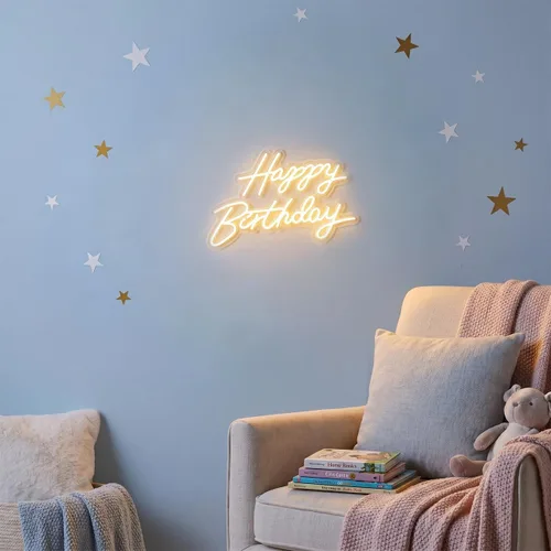 Miniatura 3 de Toddmomy Letrero de cumpleaños de neón de 17.51 x 10.23 pulgadas, alimentado por USB, letras LED iluminadas con luz blanca cálida para decoración