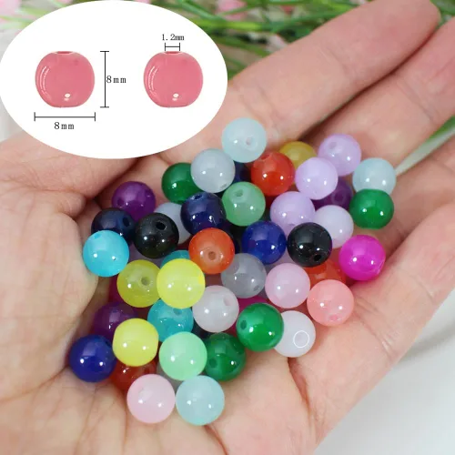 Miniatura 5 de 1000 cuentas de cristal de 0.315 pulgadas para hacer joyas, pulseras y suministros de cuentas, cuentas de jade imitativas, cuentas espaciadoras