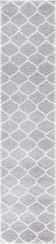Miniatura 30 de SAFAVIEH Tahoe Shag Collection - Alfombra para pasillo, 2 x 9 pies, color beige y blanco, diseño de enrejado, no desprende pelusa y de fácil