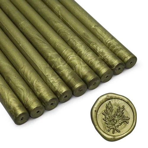 FsAlisa 9 varillas de cera para sellar con pistola de pegamento, para sello de cera, bronce metálico retro vintage, ideal para invitaciones de boda,