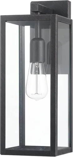 GLOBE Electric 44837 Aplique de Pared de 1 Luz para Interior y Exterior, Bronce Oscuro Cepillo, Pantalla de Vidrio Transparente, Luces para Porche
