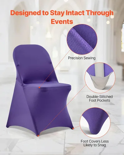 Miniatura 146 de VEVOR 150 fundas blancas para sillas de poliéster y elastano, fundas elásticas para bodas, fiestas, comedor, banquetes, sin pinzas, 150